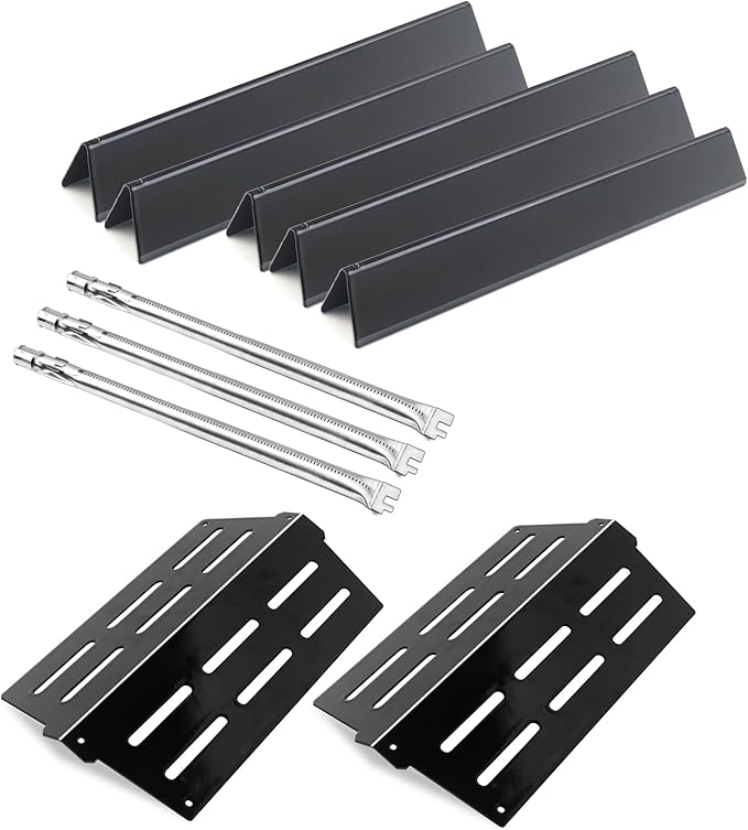 Flavorizer Bars,Heat Deflectors and Grill Burner for Weber Genesis 300 Series Grills with Front Control Knob, Genesis S310 S320 S330 E310 E320 E330 (7620 * 5+7622 * 2+62752 * 3, Porcelain Steel)