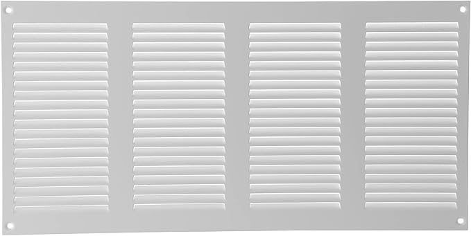 Vent Systems 16'' x 8'' Inch (Overall Dimensions) White Metal Air Vent Cover - Louvered Rectangular Return Grill with Built-in Protective Mesh Screen - HVAC Ventilation Grille for Home Improvement