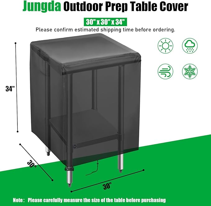 Outdoor Prep Table Cover,30 Inch Waterproof Stainless Steel Food Table Cover,Patio Pizza Oven Grill Table Cover - 30 x 30 x 34 Inch
