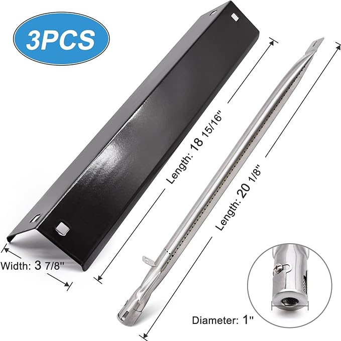 Adviace Grill Parts for Char Griller 5050, 5650, 2121, 3001, 5072, 2123, 2828, 3030, King Griller 3008, 5252, Cast Iron Grill Grates, Heat Plates, Burners, Ignitors for Chargriller Replacement Parts.
