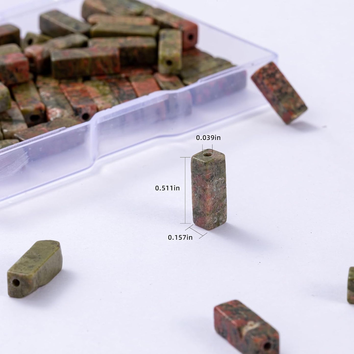 Natural Unakite Rectangle Tube Beads 4x13mm 38cm/str Loose Semi Gemstone Stone Beads for Making Bracelets Necklace Earrings