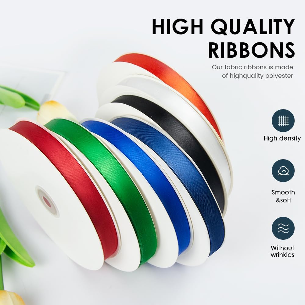 5/8" Wide x 100 Yards Single Face Polyester Satin Ribbon, Satin Ribbon for Crafts, Gift, Hair Bows, Wedding Party Decoration, Bow Making & Other Projects (Silvery)