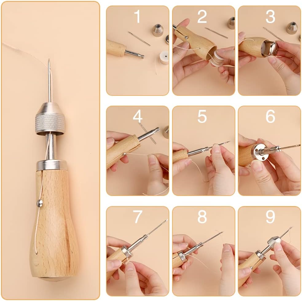 6 Pack Waxed Thread Leather Sewing Awl Replacement Spools, Repair Stitch Thread, Leather, Canvas Sewing Awl for All Stitching Tool, 3-Color