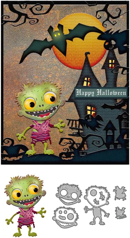 Halloween Clear Silicone stampReusable Stamp with Pumpkins, Skulls, Bats, Santa Claus, and Holiday Designs. Used for Making Cards, scrapbooks, and DIY templates (Halloween Zombies)