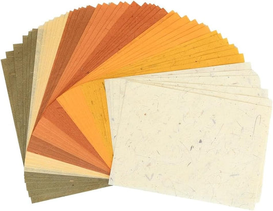 A5 50 Sheets Natural Fiber Mulberry Tree,Banan Bark Mulberry paper Sheets Square Origami Paper Arts Folding Craft, Decoration Paper, Square Folding Paper for DIY Crafts. 8.3" x 5.8" Brown Tone