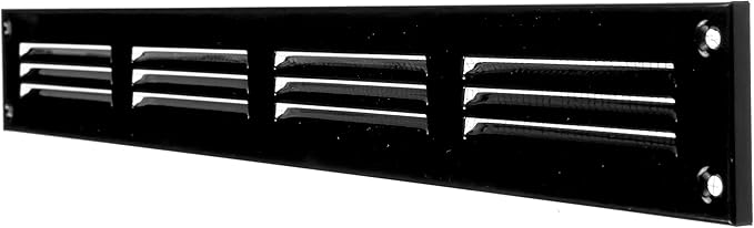 Repa Market Air Vent Cover 16x2 Inch (Outer Dimensions) Black Galvanized Steel Louvered Grill Cover with Mesh Screen/Wall or Ceiling Vent/HVAC Register for Indoor and Outdoor Ventilation