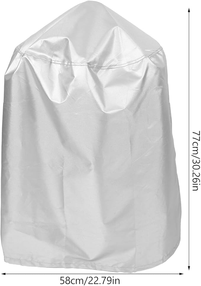 Mikikit Polyester Outdoor Grill Cover BBQ Barbecue Protective Cover with Drawstring Heavy Duty Round Grill Dustproof Shield for Patio Cooking