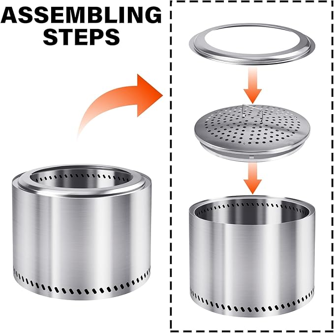 HGD 16 inch Smokeless Fire Pit for Outside, Stainless Steel Fire Pits, Smokeless FirePit Outdoor for Camping Backyard Patio Garden Picnic