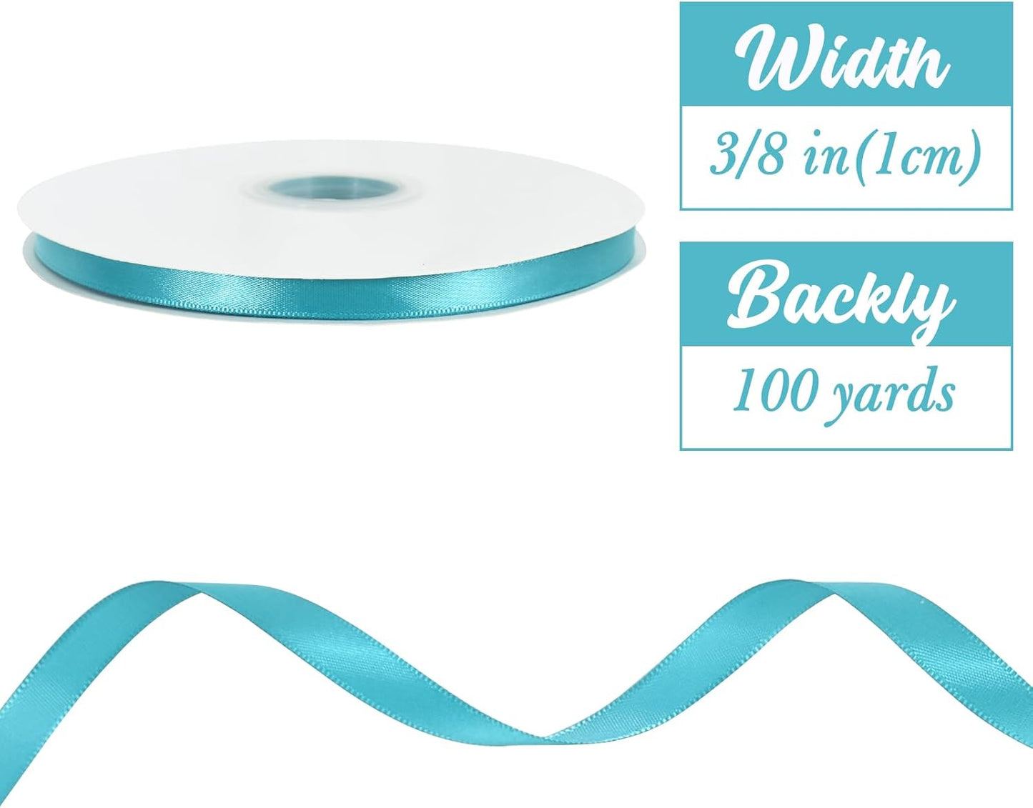 TONIFUL 3/8 Inch x 100yds Deep Sky Blue Satin Ribbon Thin Solid Fabric Ribbons Roll for Gift Wrapping Invitation Floral Hair Balloons Craft Sewing Party Wedding Decoration Valentine's Day Bouquet