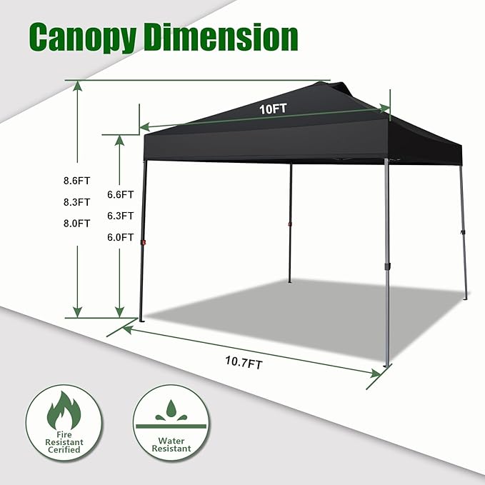 Eurmax USA NOMATTER ONE-Person Open&Close 10x10ft Pop Up Canopy Tent，Portable Shelter Canopy for Outdoor Events，Instant Canopies, Temporary Sunshade,Bonus 4 Sand Bags(White)