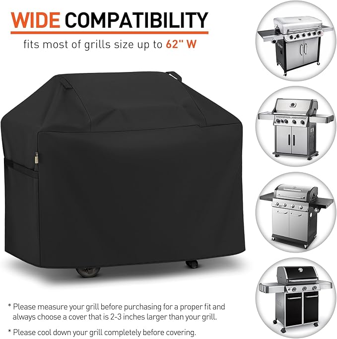 Arcedo Grill Cover 64 Inch, Waterproof Heavy Duty Gas BBQ Grill Cover with Handles, Solid and Fade Resistant Compatible with Weber Charbroil Nexgrill Napoleon