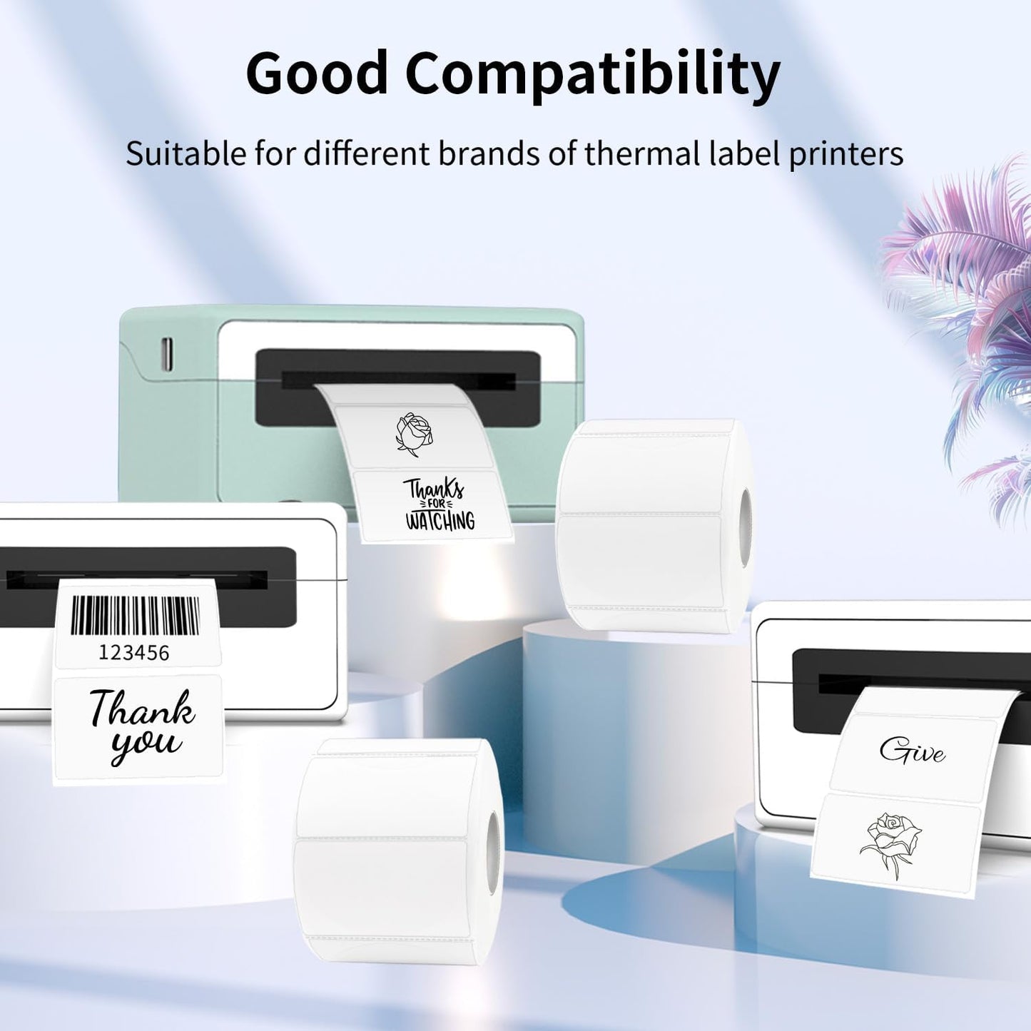 Transparent Clear Thermal Labels, 2 x 1 Inch Printable Transparent Stickers for Small Businesses, Logo Design- Self-Adhesive Direct Thermal Labels- 200 Sheets