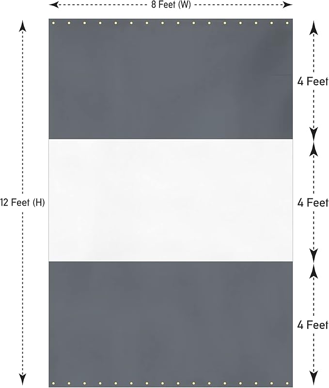 Covers & all Outdoor Clear Panel Curtain, 12 oz Vinyl Outdor Curtains for Patio, Waterproof & Weather Resistant Tarp with Brass Grommets for Pergola, Porch, Gazebos, Balcony (12' H x 8' W feet, Gray)