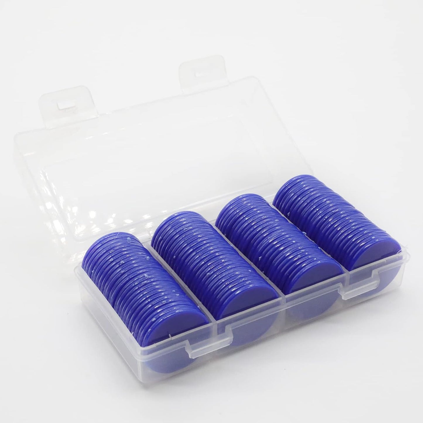 Set of 100 Opaque Plastic Learning Counters Mini Poker Chips Game Tokens with Storage Box (Blue, 1.58 Inch)