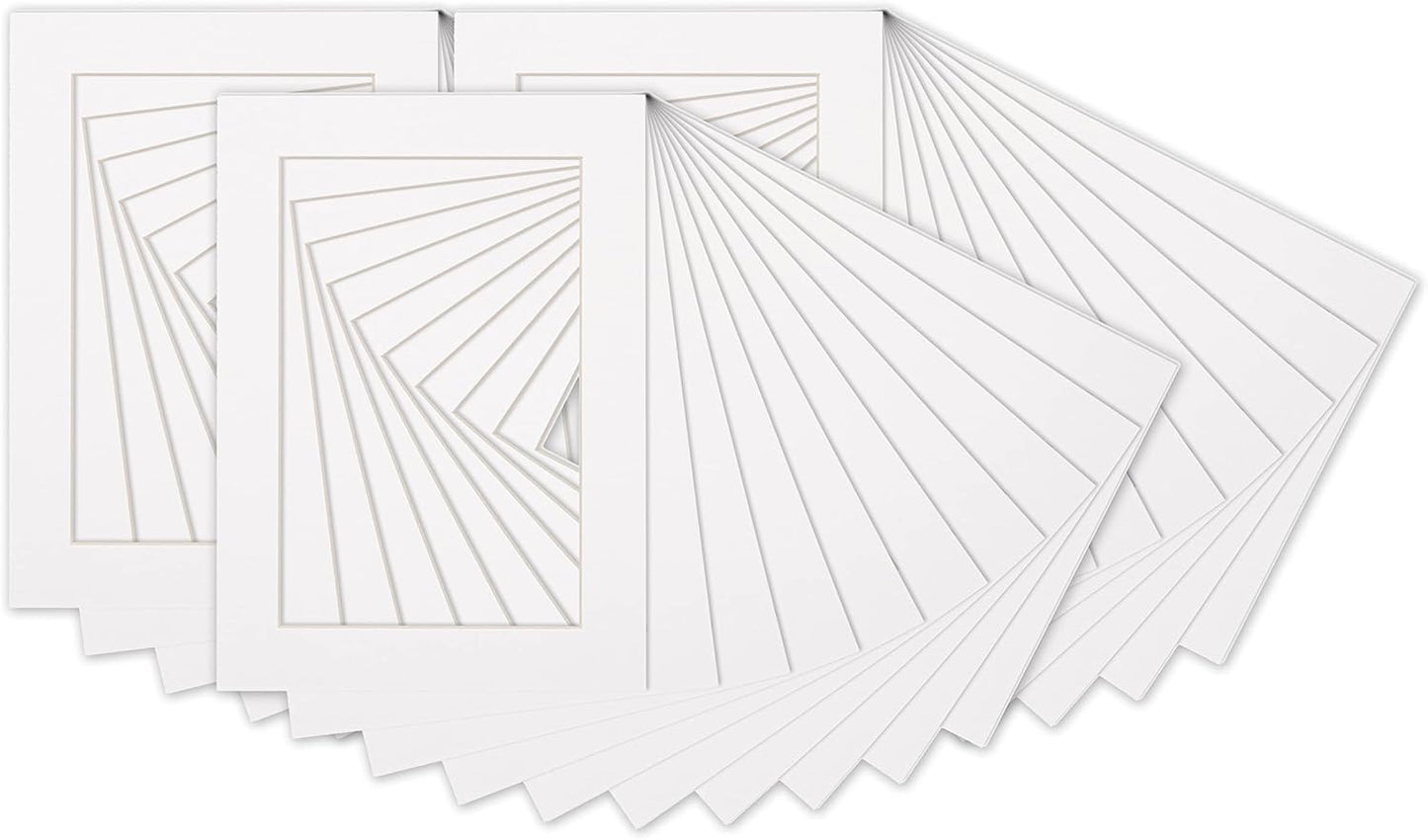 5.5x8.5 Mat for 8.5x11 Frame - Precut Mat Board Acid-Free White 5.5x8.5 Photo Matte For a 8.5x11 Picture Frame, Premium Matboard for Family Photos, Show Kits, Art, Picture Framing, Pack of 25 Mats