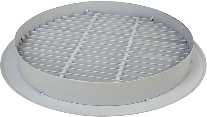 Round Air Vent Register Grille 8 Inch Duct Opening Aluminum Circular HVAC Diffuser for Ceiling or Wall Supply and Return Airflow Modern White for Bathroom Kitchen Garage Duct Ventilation