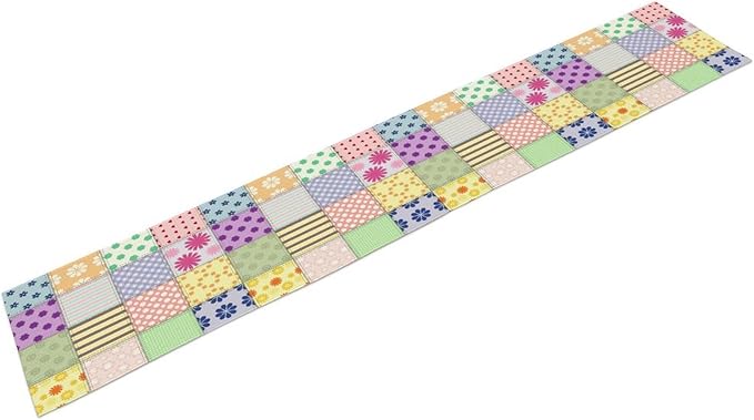 Patchwork Table Runner, Vintage Colorful Floral Plaid Tablecloth Table Runner for Indoors Outdoor Dining Kitchen Home Party 13x60in