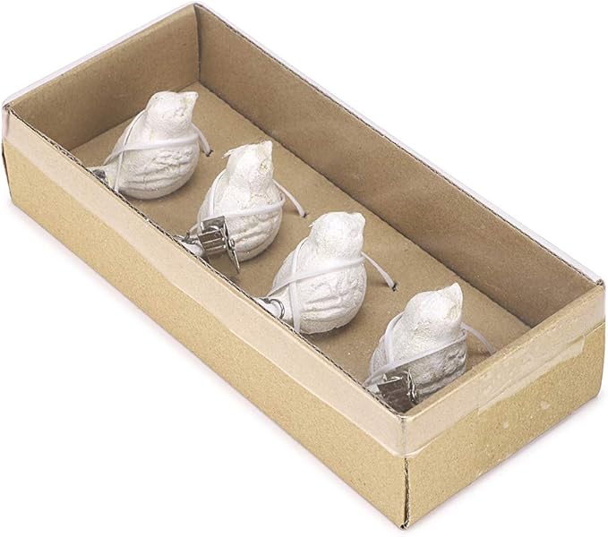 OwnMy Set of 4 White Tablecloth Weights Clip on, Heavy Duty Pendant Tablecloth Weights Kit with Cast Iron Antique Birds, Flag Weights Clips for Outdoor Garden Party Picnic Tablecloths