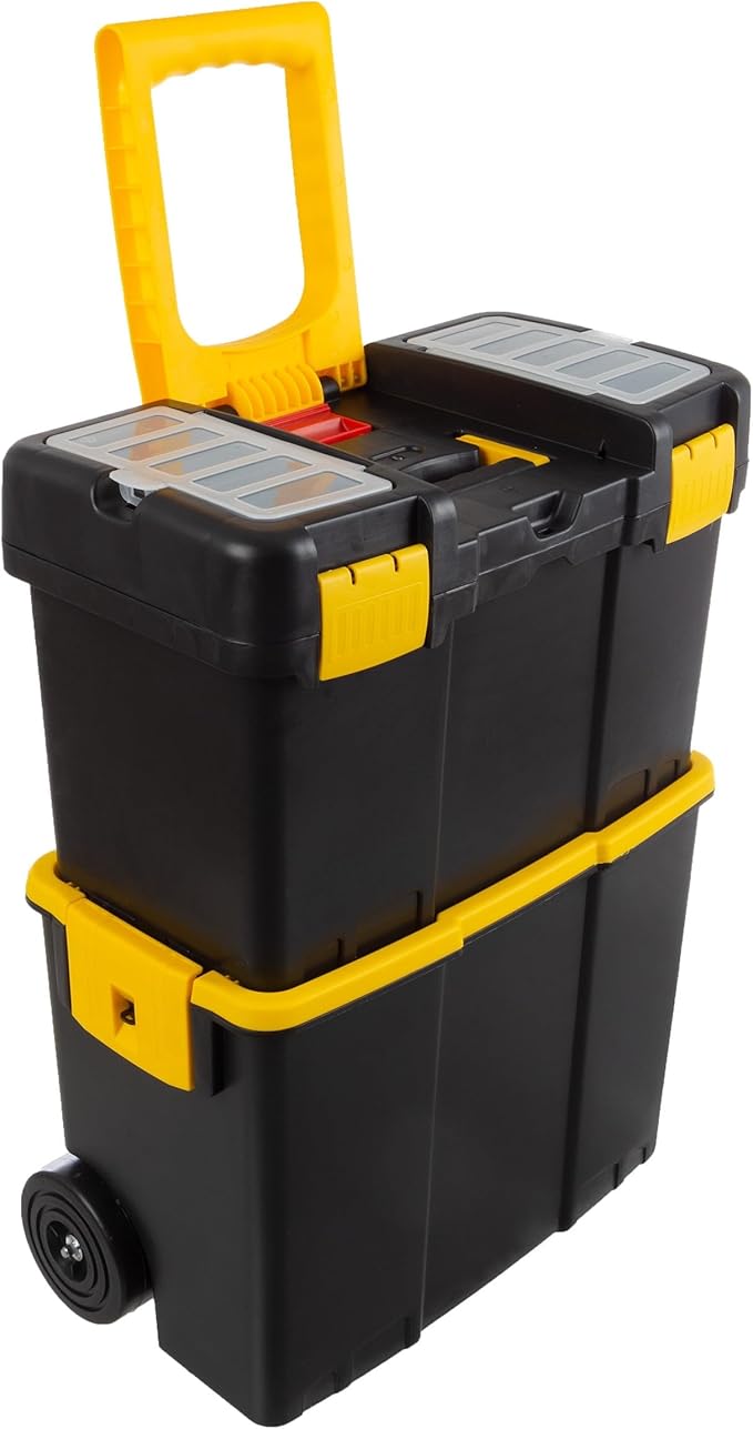 Portable Tool Box with Wheels - Stackable 2-in-1 Tool Organizers