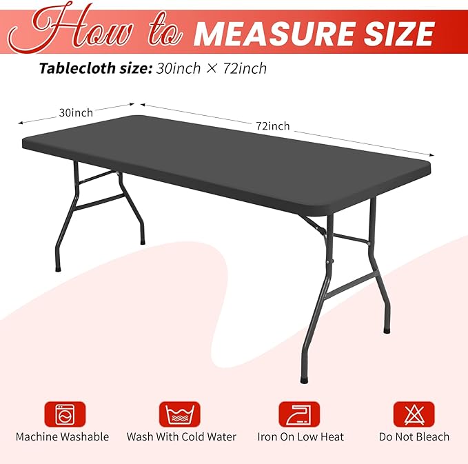 10 Pack Stretch Fabric Table Top Cap Cover, Gray Table Covers fits 6Ft Tables, Washable Elastic Universal Rectangle Tablecloth Protector for Indoor Outdoor Party Picnic Wedding (30" W x 72" L)