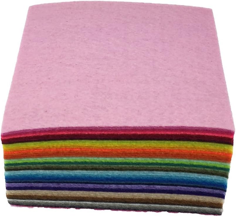 flic-flac 44PCS 4 x 4 inches (10 x10cm) Assorted Color Felt Fabric Sheets Patchwork Sewing DIY Craft 1mm Thick