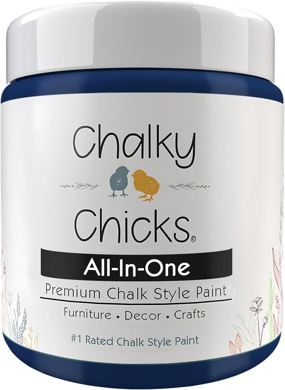 Chalky Chicks All-in-One Chalk Paint for Furniture or Cabinet - 16 Fl Oz - Matte Finish DC Blue Navy Blue for Metal, Wood Furniture Paint - No Sanding All-in-One for Home Decor & Crafts, USA Made