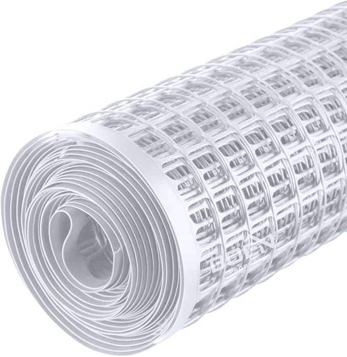 BOEN Garden Fence Temporary Barrier Outdoor Fence for Dog, Rabbit or Deer, Garden Netting Plastic Mesh Plant Protection (4' x 100', White)