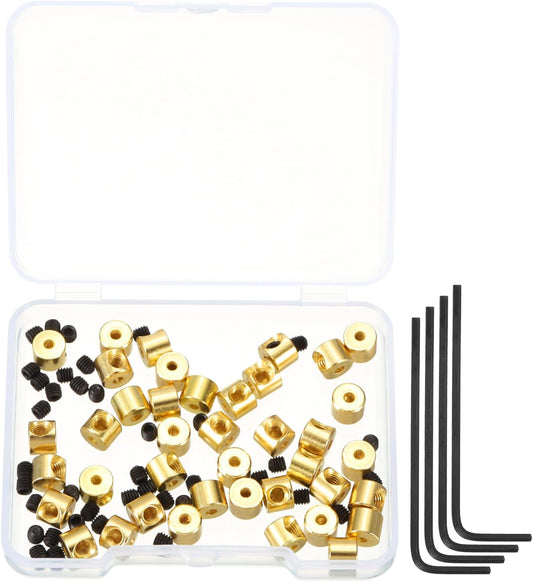 MECCANIXITY 40 Pcs Metal Locking Pin Backs, Locking Pin Keepers Clasp 5mm(H) with 4 Wrench Replacement in Storage Case for Badge, Brooch, Gold Tone