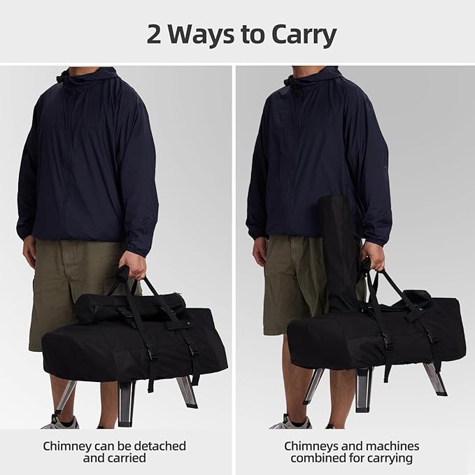 NOELIFE Waterproof Cover for Ooni Karu 2 and Karu 12G Pizza Oven, Outdoor Accessories for Ooni 12, Carry Cover with Seperate Chimney Bag, with Straps in the Bottom for Fixation (Oven Not Included)