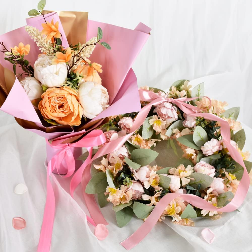 TONIFUL 1 Inch x 100yds Rose Gold Satin Ribbon, Thin Solid Color Satin Ribbon for Gift Wrapping, Crafts, Hair Bows Making, Wedding Party Decoration, Invitation Cards, Floral Bouquets, Christmas