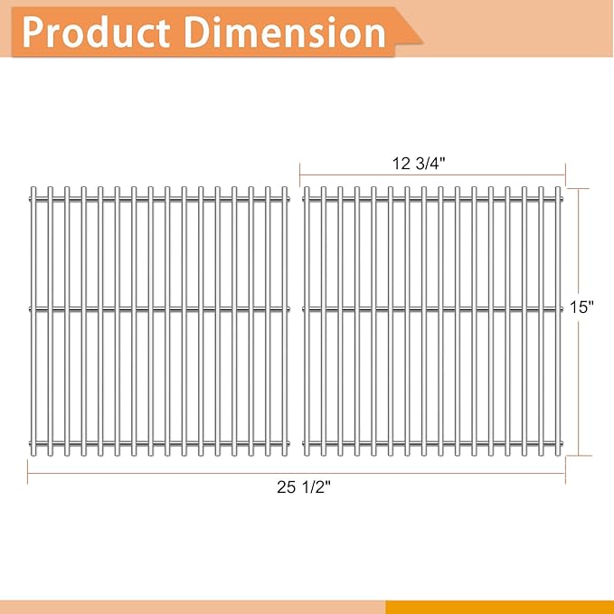 Grill Replacement Parts for Broil King Signet 320, 9468-54, 9865-54, 9468-54, 9468-84, Signet 20, Signet 70, Signet 90, 3 Pack Heat Plates and Burner Tube, 2 Pack Grill Grates, Stainless Steel