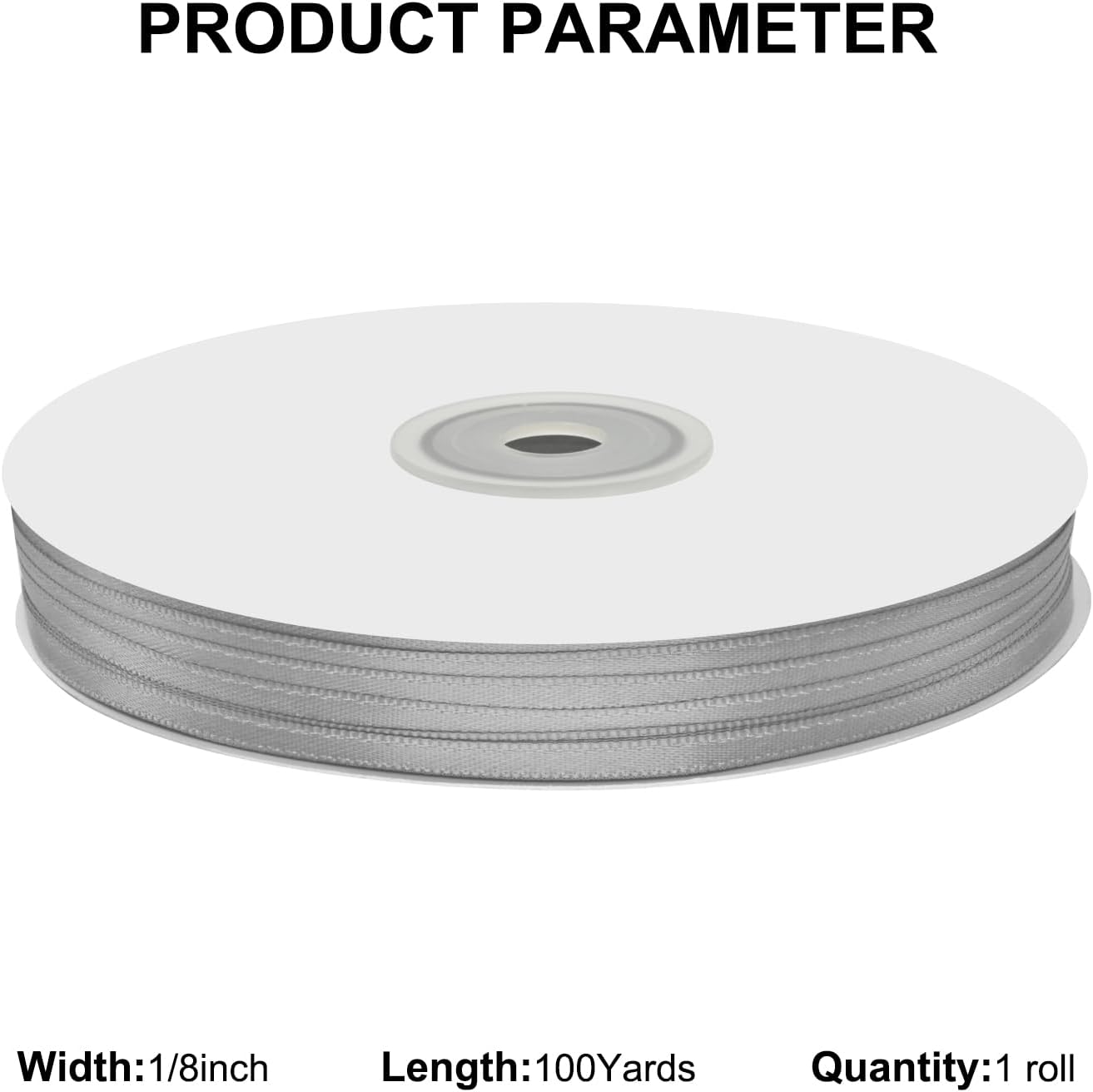 1/8 Inch X 100 Yards Silver Satin Thin Ribbon Solid Color Double Faced Ribbons Perfect for Crafts Wedding Decor Bow Making Arts Sewing and More