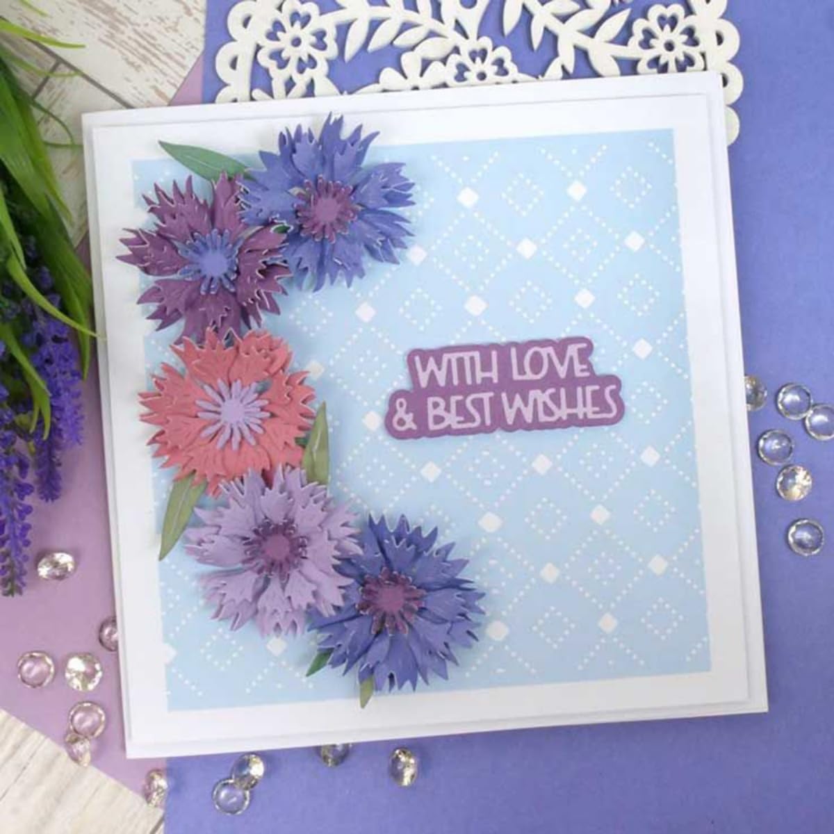 Cutting Dies for Card Making, Metal Scrapbooking Die-Cuts, DIY Bckground Frame Crafts Embossing Stencil, Paper Template Mold/Photo Album Arts Tool (Cornflower-9.8x7cm)