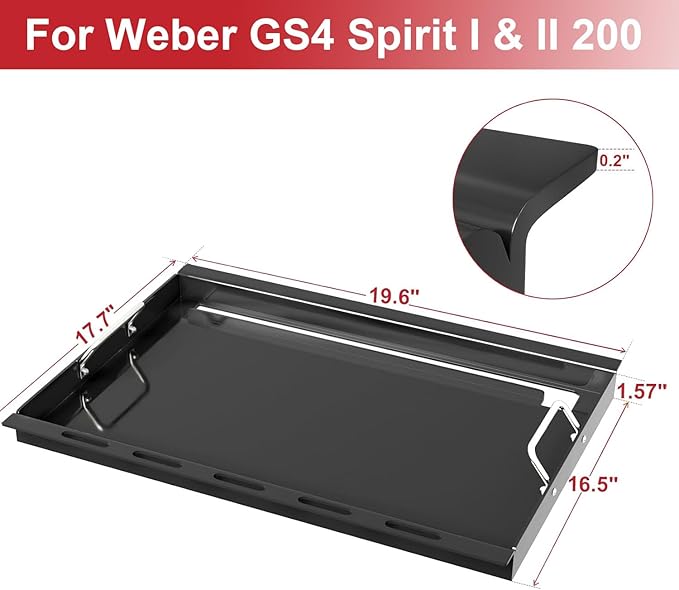Full Size Griddle Insert for Weber Spirit 200 Series Gas Grill, Flat Top Griddle Replacement for Weber GS4 Spirit I & Spirit II E210 S210 E220 S220