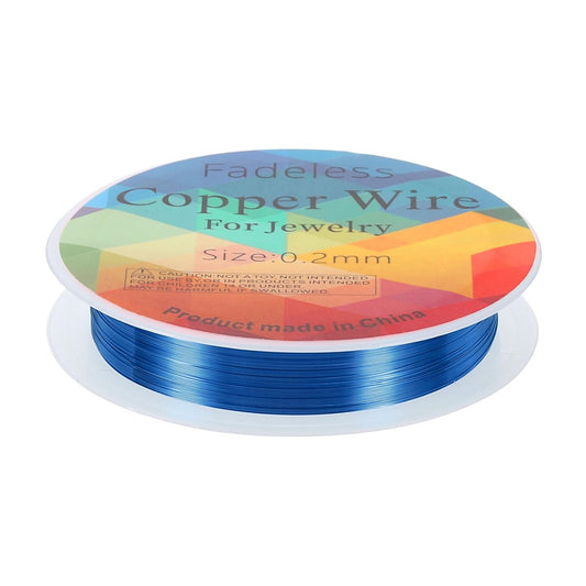 HARFINGTON 82ft Jewelry Wire, 32 Gauge (0.2mm) Brass Craft Soft Metal Tarnish Resistant Copper Beading Wire for Jewelry Making Supplies Crafting, Blue