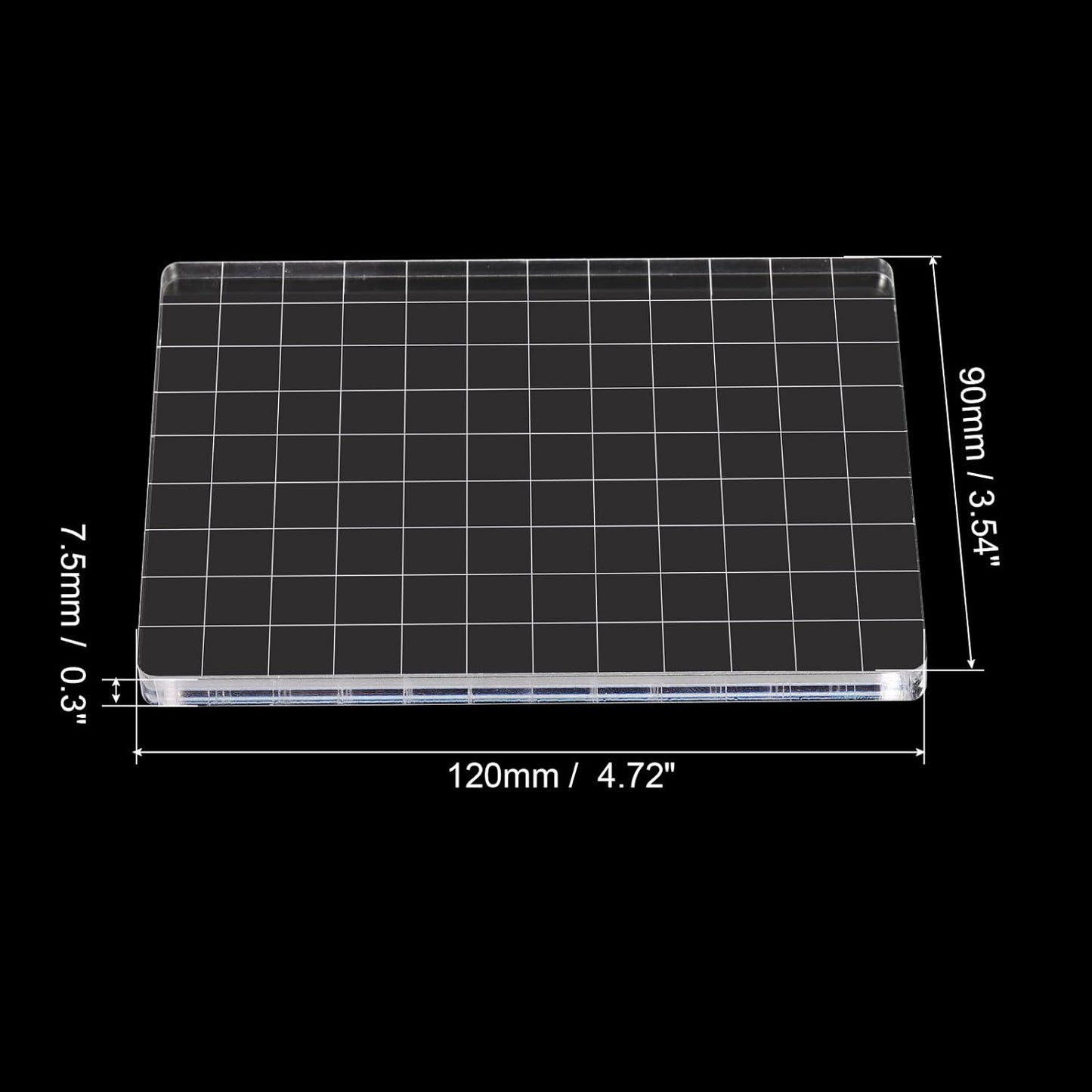 PATIKIL 5" x 3.5" Acrylic Stamp Block, Clear Stamping Block with Grid Lines Decorative Mounting Blocks Square for Scrapbooking DIY Crafts Card Making