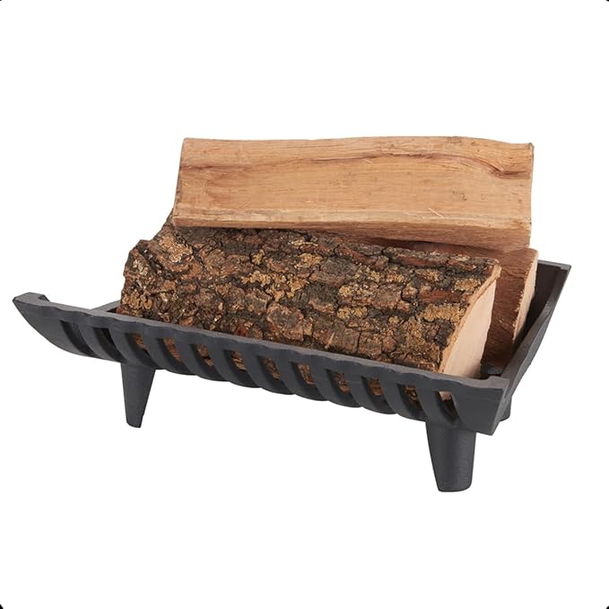 17 inch Fireplace Grate Heavy Duty, Cast Iron Fire Grate - 17" W x 11.5" D x 7" H