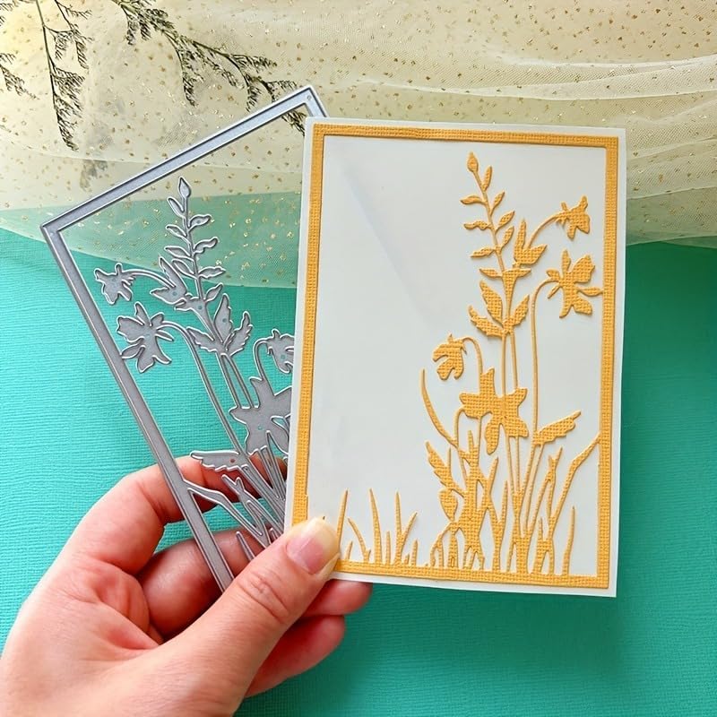 Lapoo Flowers Metal Cutting Die for Scrapbooking - Durable, Cut Stencils for DIY Scrapbook Photo Album Decorative Paper Card, Card Making Supplies, Embossing (Lily of The Valley Frame 5.3 x 3.7 in)