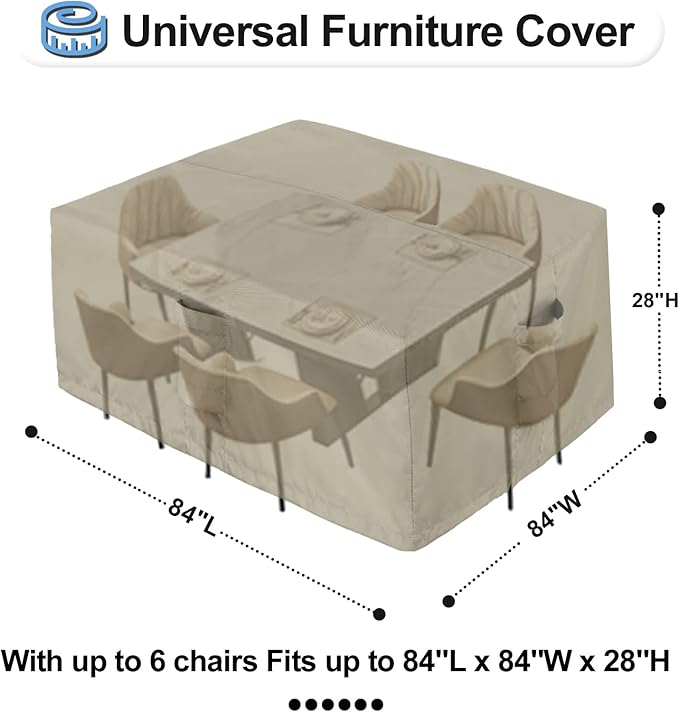 OutdoorLines Outdoor Waterproof Patio Table Furniture Set Covers - Square Couch Sectional Cover Outside Weatherproof Patio Furniture Covering for Deck, Lawn and Backyard 84" L x 84" W x 28" H, Camel