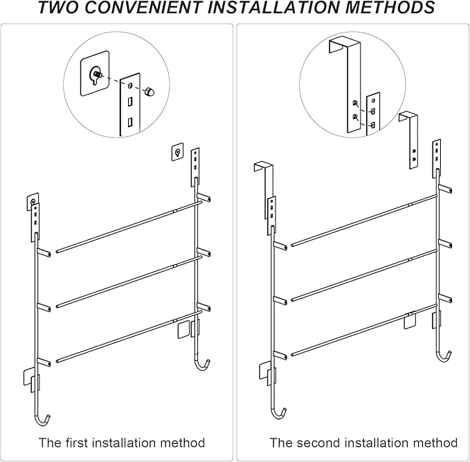 Over The Door Towel Rack, 304 Stainless Steel Towel Racks for Bathroom with 3-Tier Adjustable Pole, 2 Punch-Free Screw Stickers, 22.83 * 17.71-29.52 * 6.14 Inch, Red