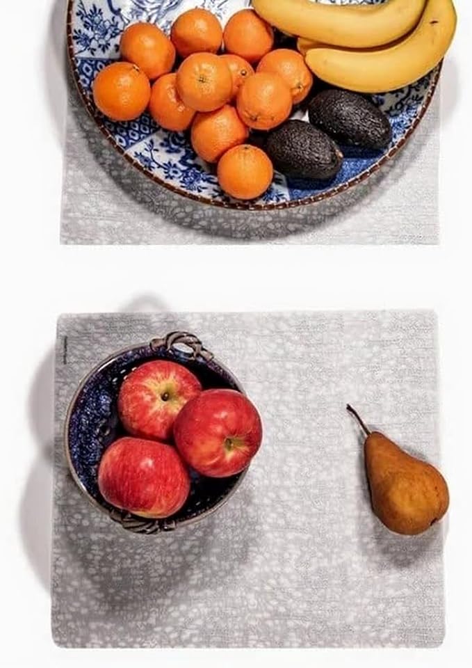 modern-twist 14" x 16" Silicone Rectangular Placemat, BPA, PVC-Free Table Mat, Dishwasher Safe, Cocoon Print in Silver, Pack of 1