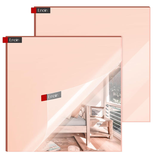 Enoin 2pcs 12 x 12 Inch Rose Gold Acrylic Sheet Mirror Plexiglass Sheet 1/8 inch Thick, Mirrors for Wall Home and Commercial Use, DIY Craft, Wall Decor