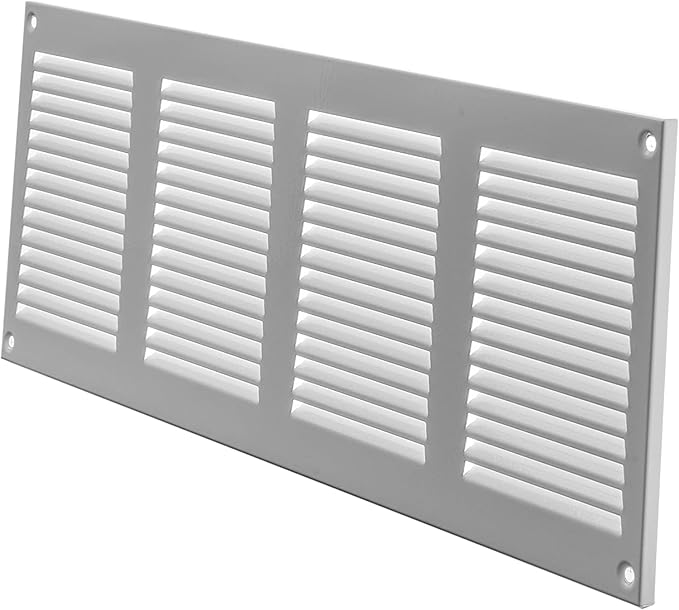 Repa Market Air Vent Cover 16x6 Inch (Outer Dimensions) White Galvanized Steel Louvered Grill Cover with Mesh Screen/Wall or Ceiling Vent/HVAC Register for Indoor and Outdoor Ventilation