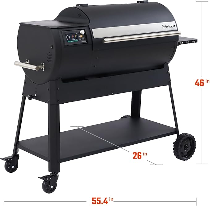 Brisk It Origin-940 Electric Wood Pellet Smoker Grill – A.I. Smart BBQ Grill with WiFi,940 sq.in Cooking Area, 7-in-1 Outdoor Grill & Smoker, PID Controller (Up to 500°F), Meat Probe