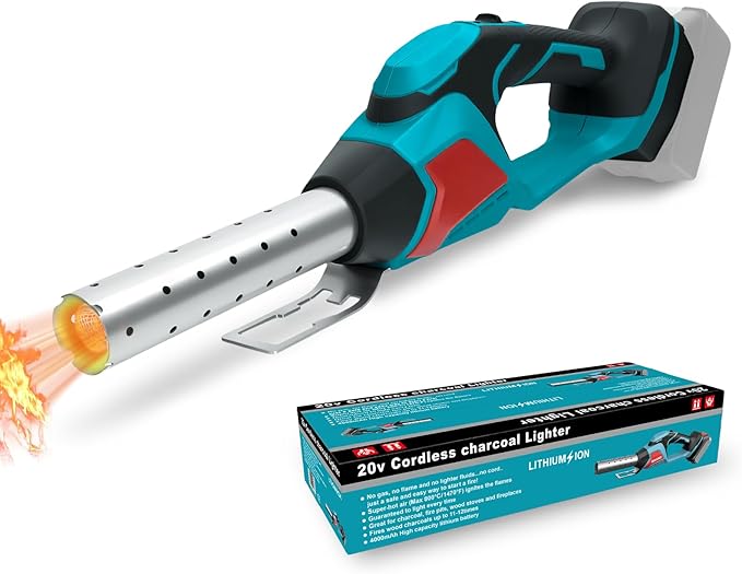LouSdZoke Cordless Fire Starter Compatible for Makita 18V Battery,1472℉ in 60 Seconds,Chemical Free Heated,Electric Charcoal Starter with Air Blower for Grill,BBQ,Campfire (No Battery)