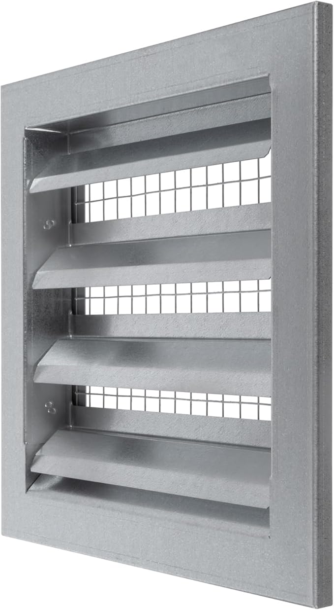 Vent Systems 9" x 9" Inch Galvanized Steel Industrial Gable Vent - Heavy-Duty Louvered Air Intake Exhaust Vent Cover – Outdoor Wall Vent HVAC Grille - Air Return Grille for House Wall Crawl Space