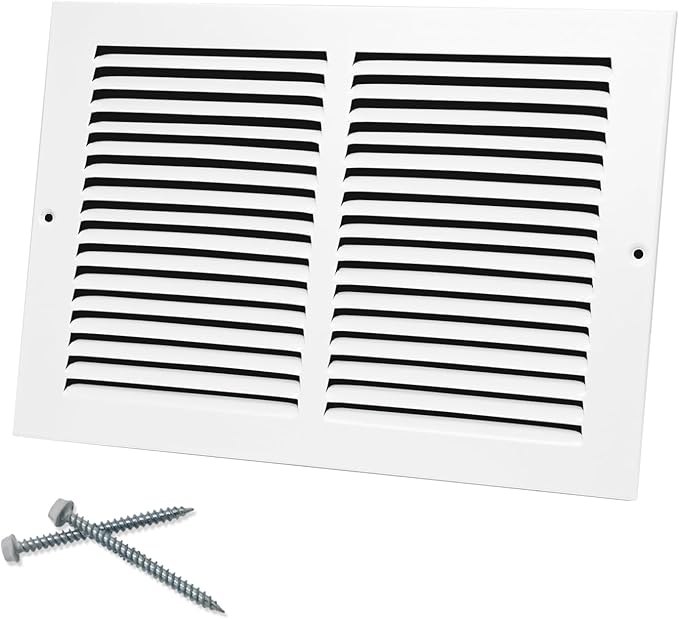 10"W x 8"H [Duct Opening Size] Steel Return Air Grille, Air Return Vent Cover for Ceiling and Sidewall - HVAC Air Vent Covers - [Outer Dimensions: 11.75"W x 9.75"H]
