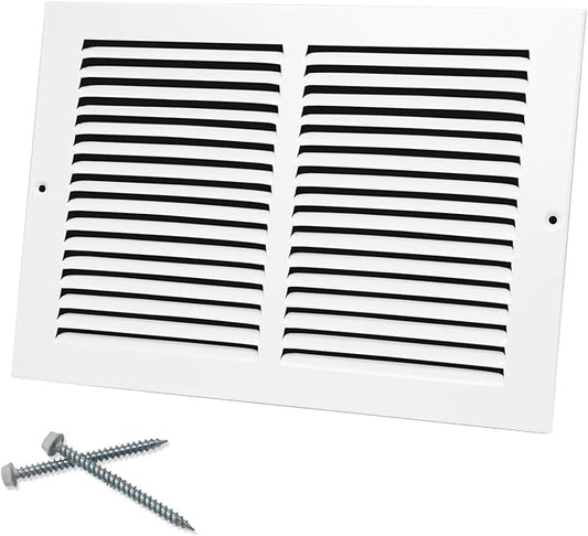 10"W x 8"H [Duct Opening Size] Steel Return Air Grille, Air Return Vent Cover for Ceiling and Sidewall - HVAC Air Vent Covers - [Outer Dimensions: 11.75"W x 9.75"H]