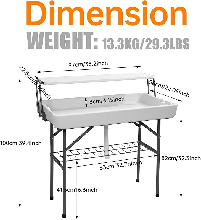 Nice C 4 ft Folding Ice Cooler Table, Party Cooler, Grazing Table, Tables with Drain, Party Tables, with Matching Skirt, Storage Shelf (White)
