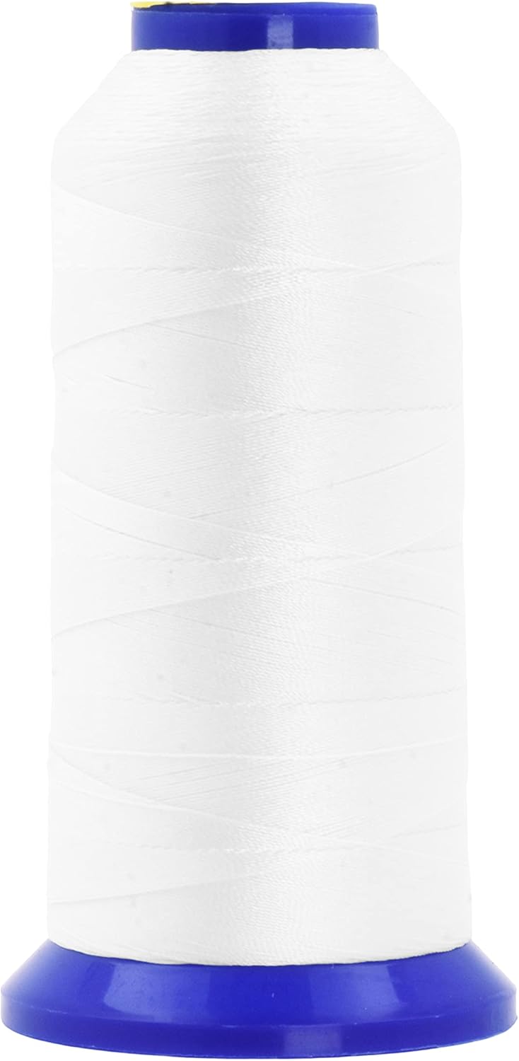 Mandala Crafts White Heavy Duty Thread -1500 Yds Tex 70 Thread for Sewing Drapery Jeans Leather Hair - Bonded Polyester Thread Outdoor Marine Upholstery Threads